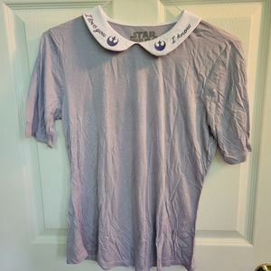 Star Wars Grey Half Sleeve Peter Pan Collar Tee, Rebel Alliance, Medium